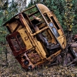 Jeden z kontaminovan�ch evakua�n�ch autobus� v Pripyat, Ukraine